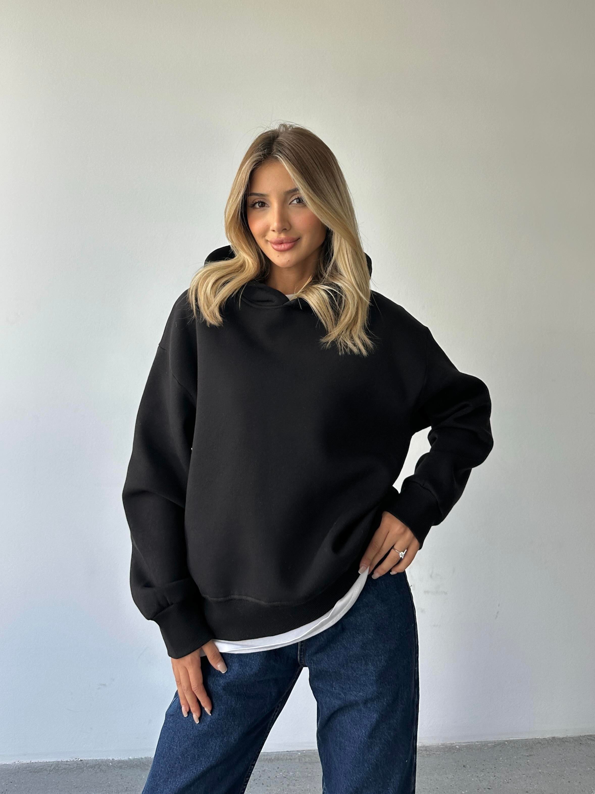 Kapüşonlu Sweatshırt Siyah