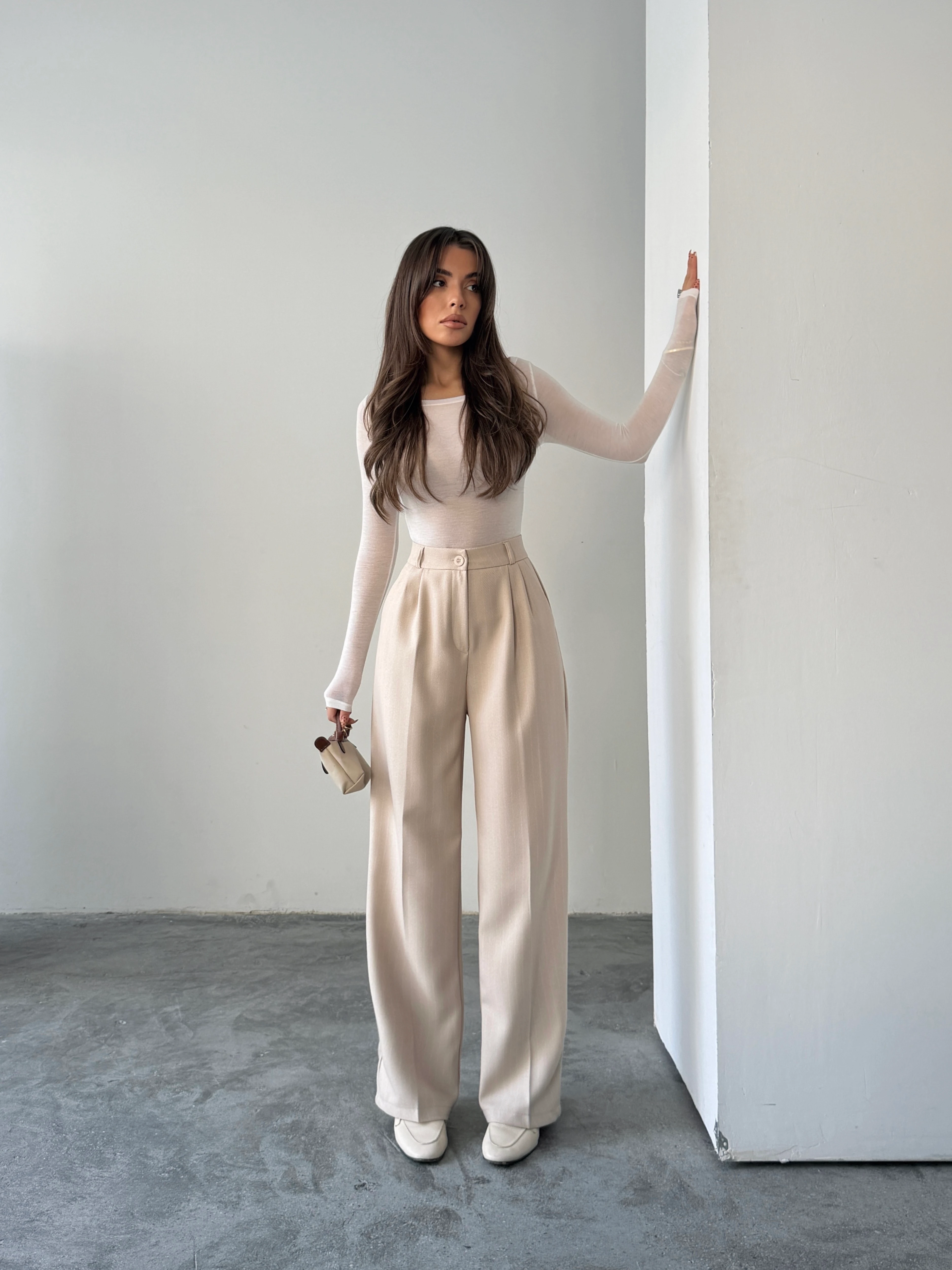 Yünefekt Çizgili Palazzo - Taş