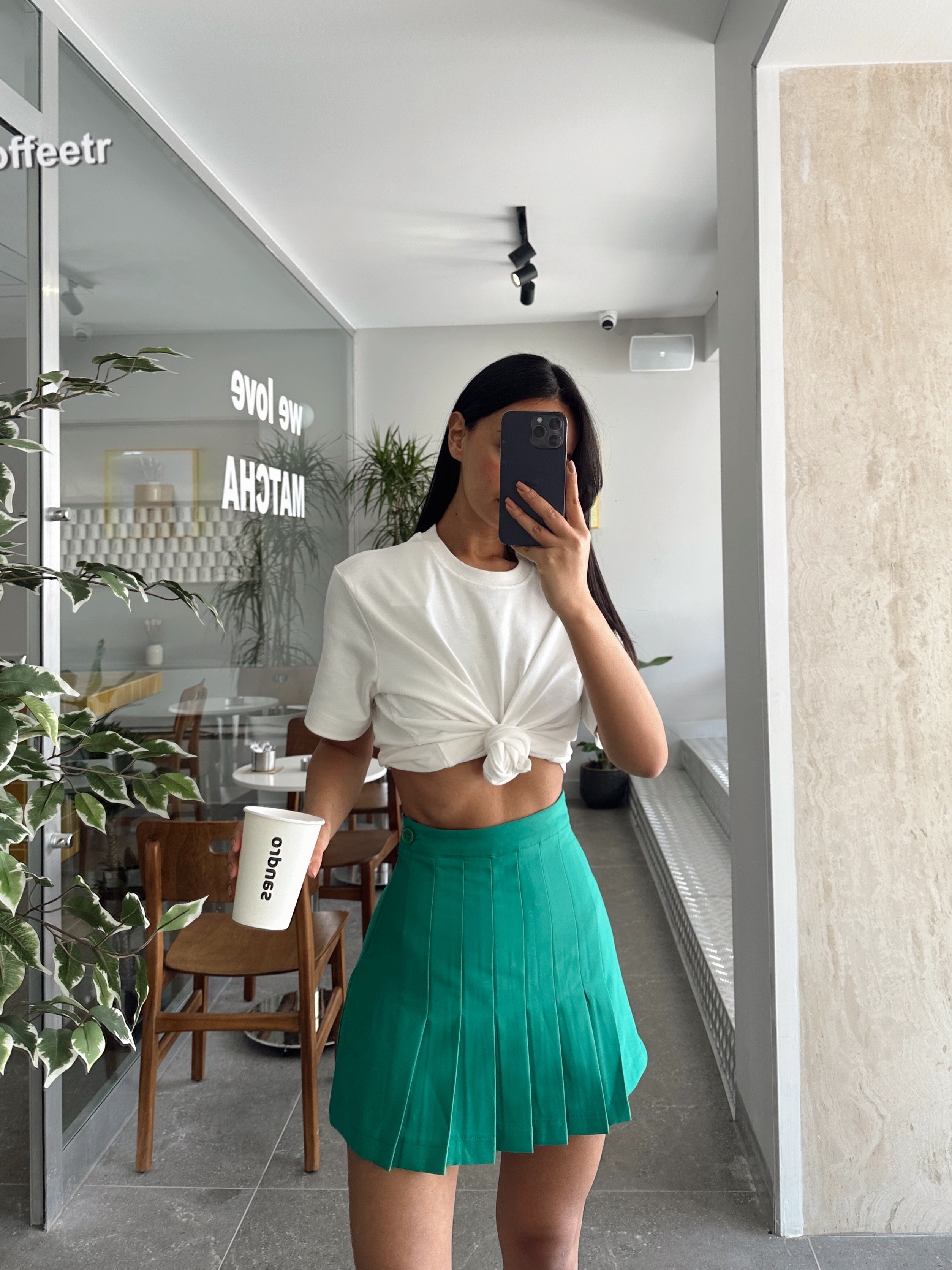 Pileli Mini Sassy Etek Yeşil