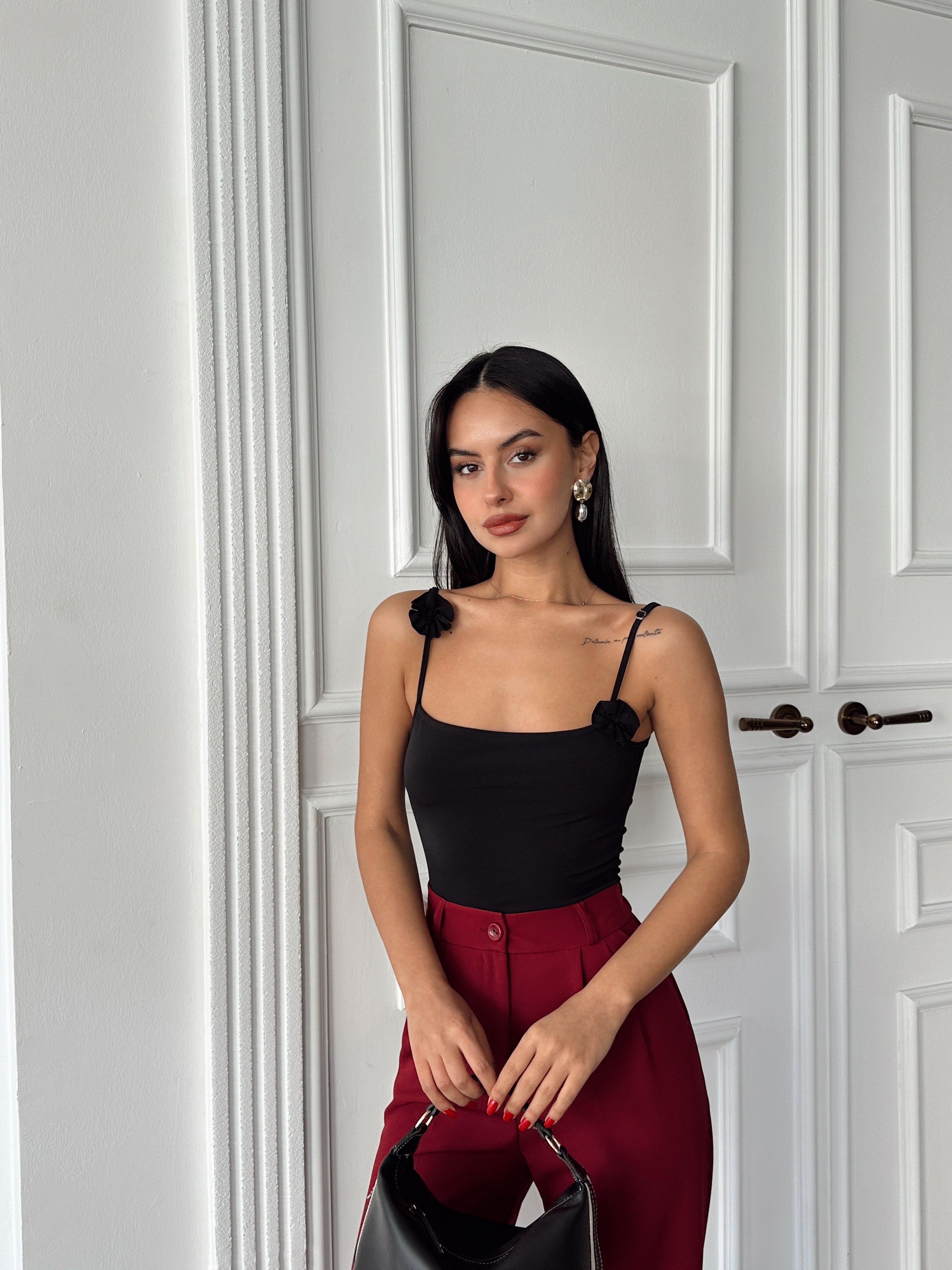 Flow Askılı Bodysuit Siyah