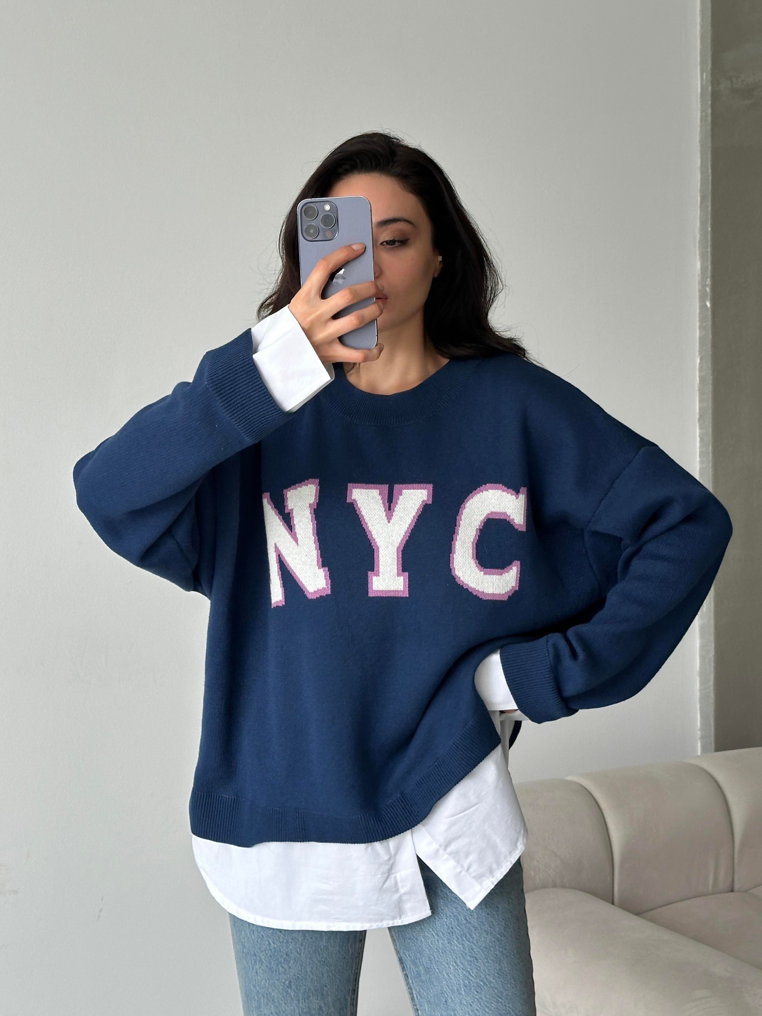 Nyc Gömlekli Birleşik Sweat Lacivert