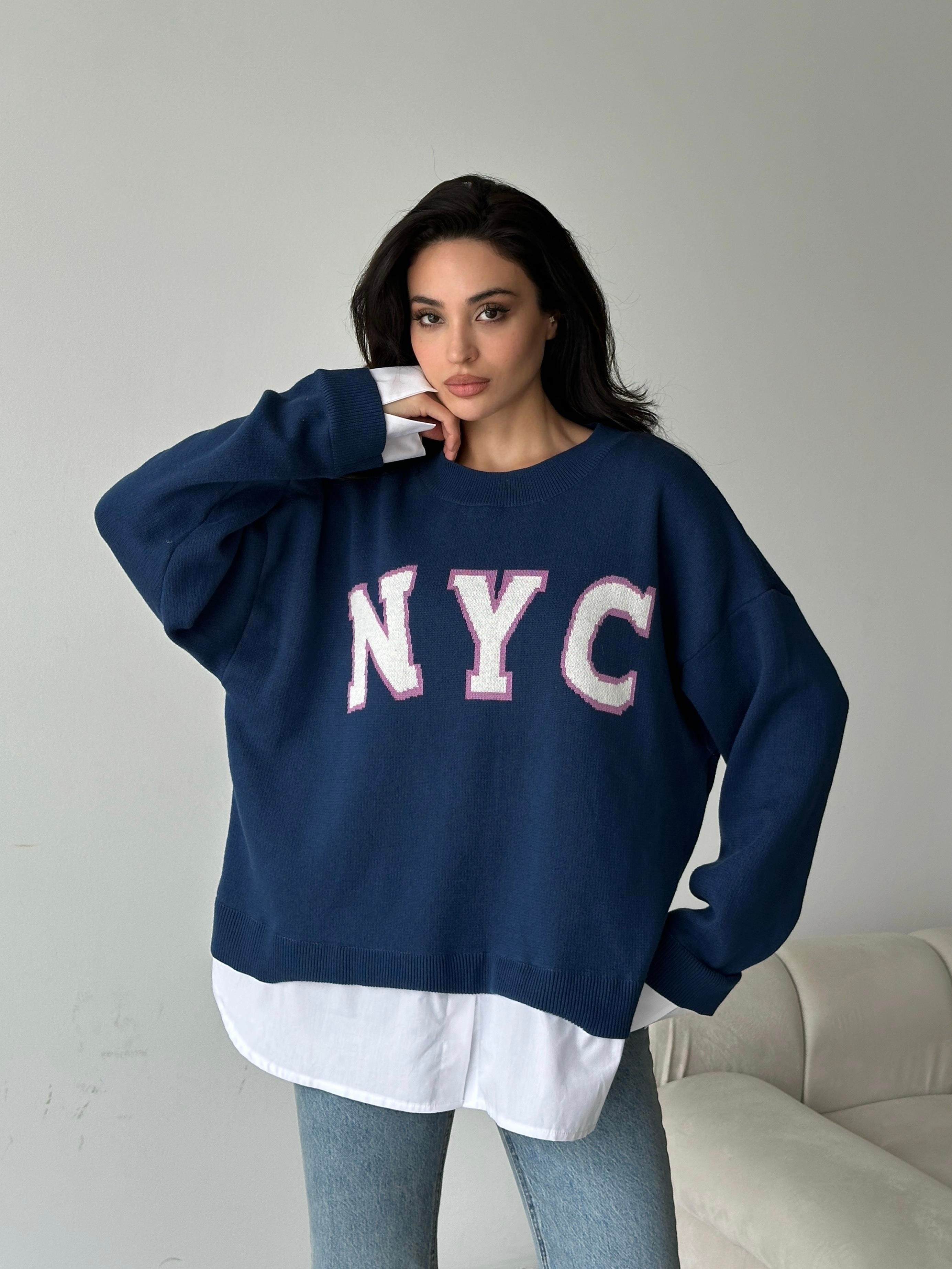 Nyc Gömlekli Birleşik Sweat Lacivert