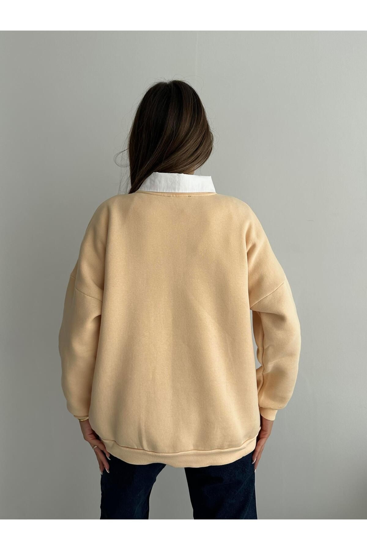 Soho Crew Oversize 3 İplik Sweatshirt Bej