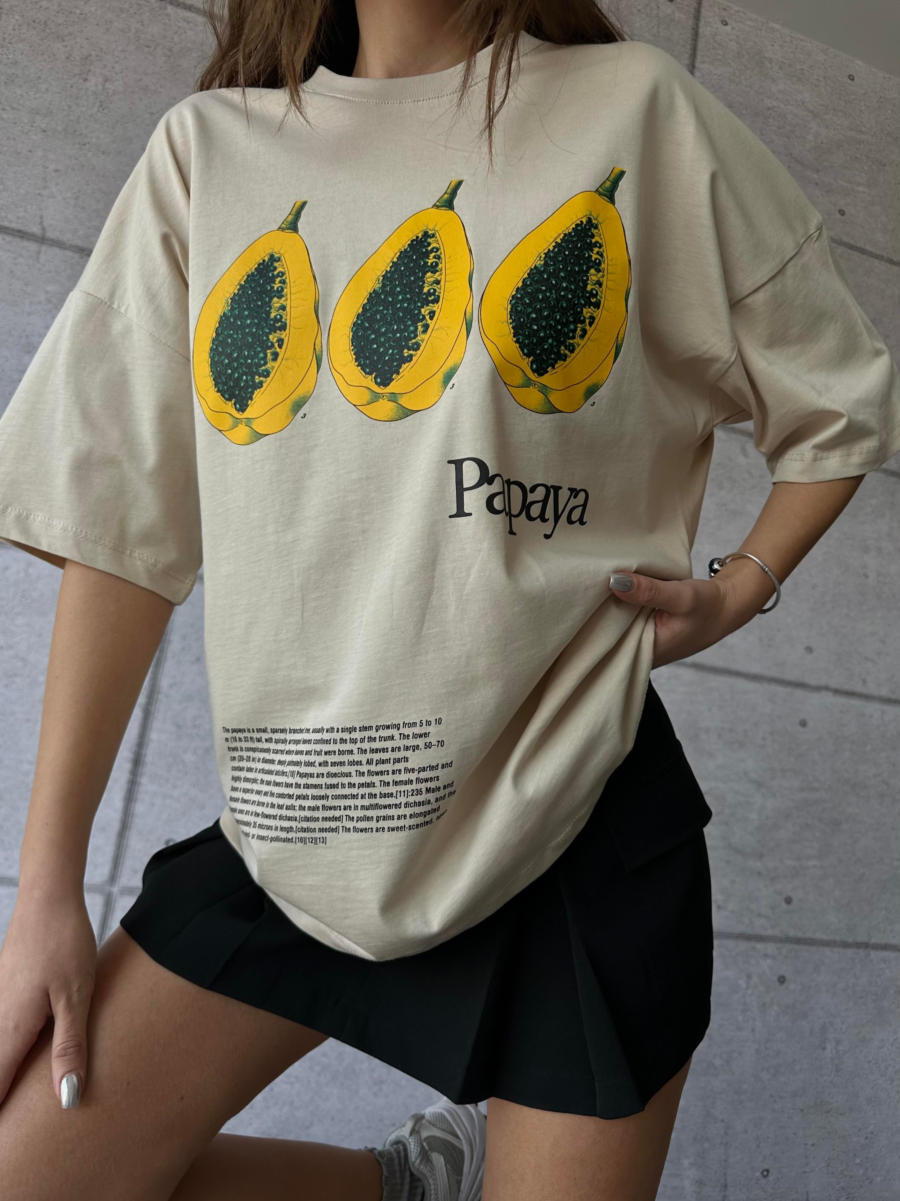 Papaya Baskılı Tshirt Bej