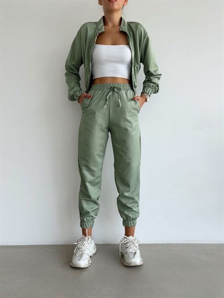 Paraşüt Kumaş İkili Jogger Takım Mint
