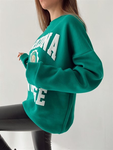 Arizona Vintage 3 İplik Oversize Sweat Koyu Yeşil