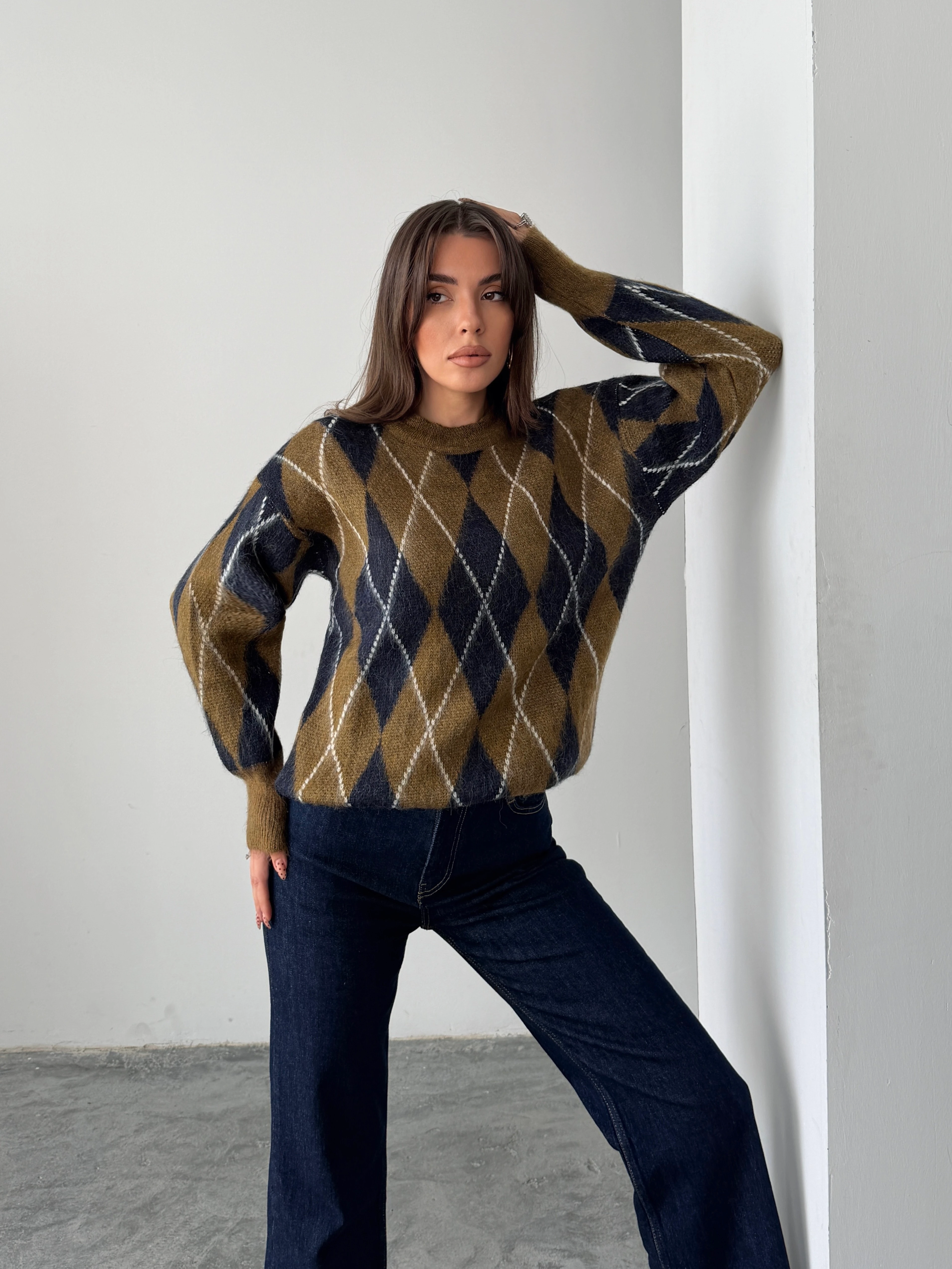 Ribanalı Baklava Desen Kazak