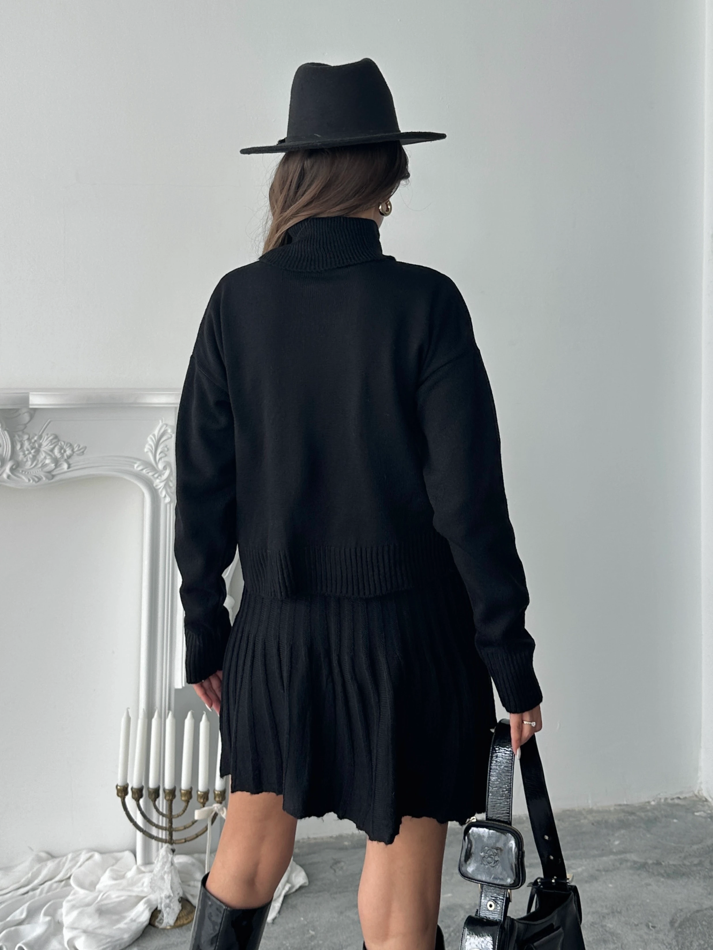 Balıkçı Yaka Pileli Etekli Takım