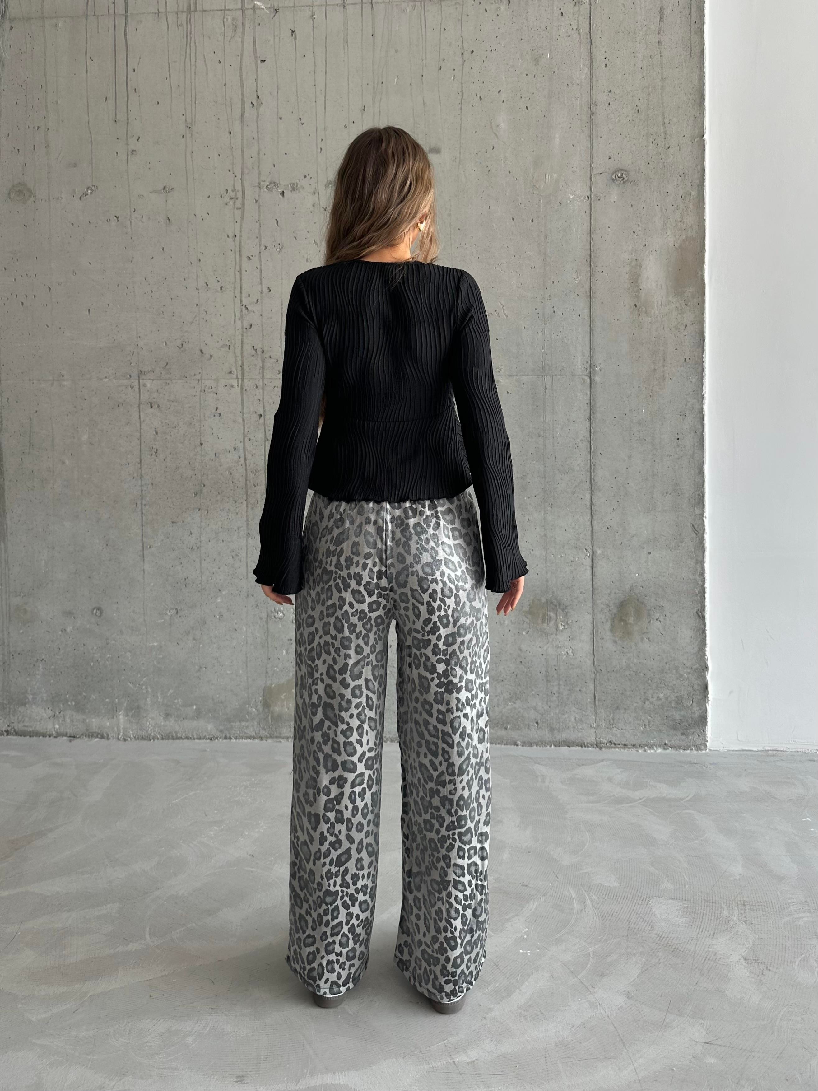 Lumin Leopar Saten Pantolon Leopar