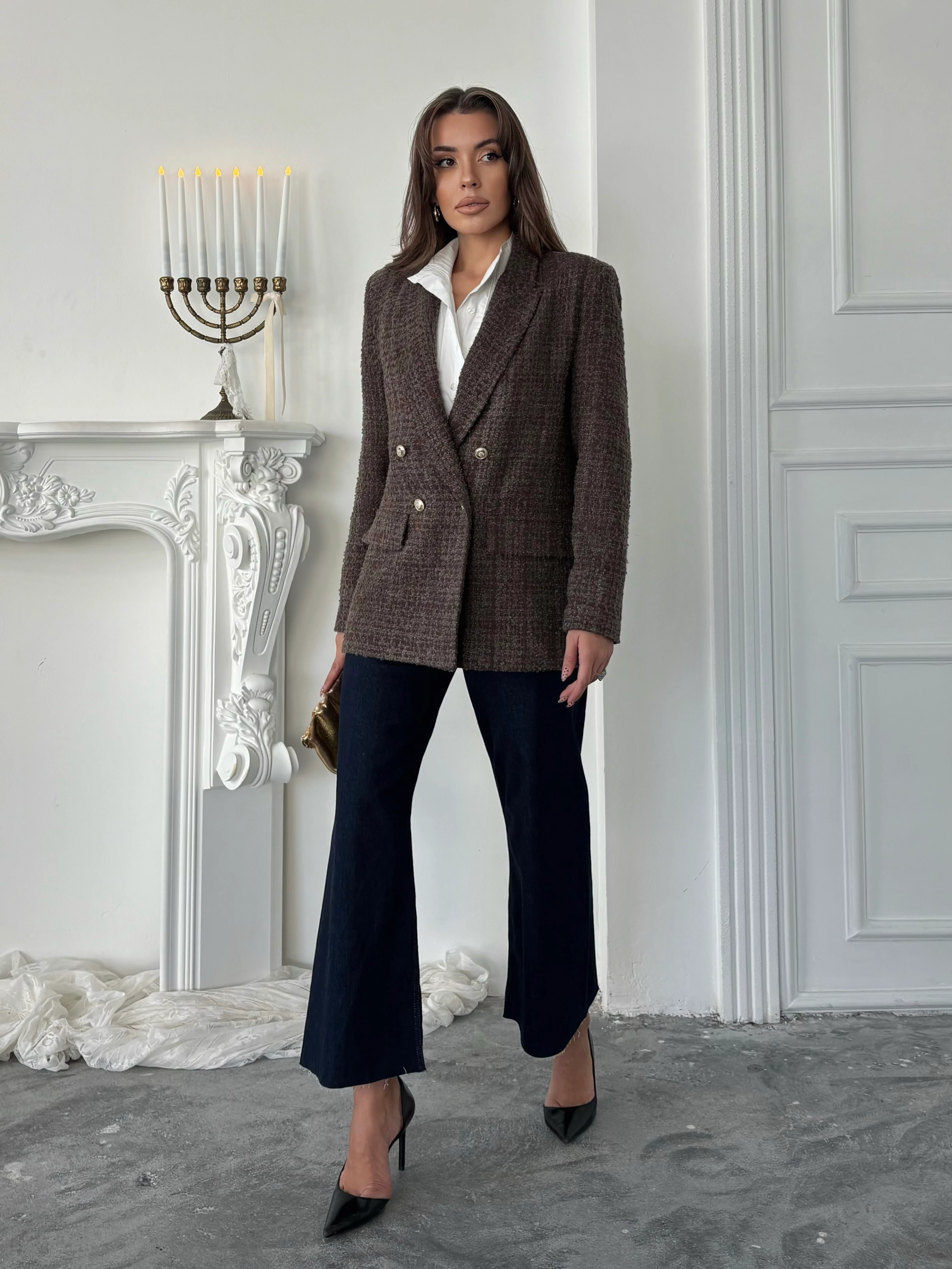 Tüvit Blazer Ceket - Kahve