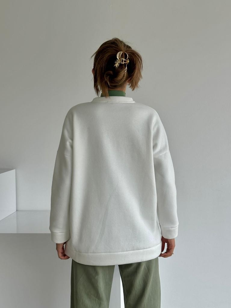 Nyc Baskılı Sweat Beyaz