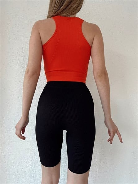 Seamless Halter Yaka Spor Crop Narçiçeği