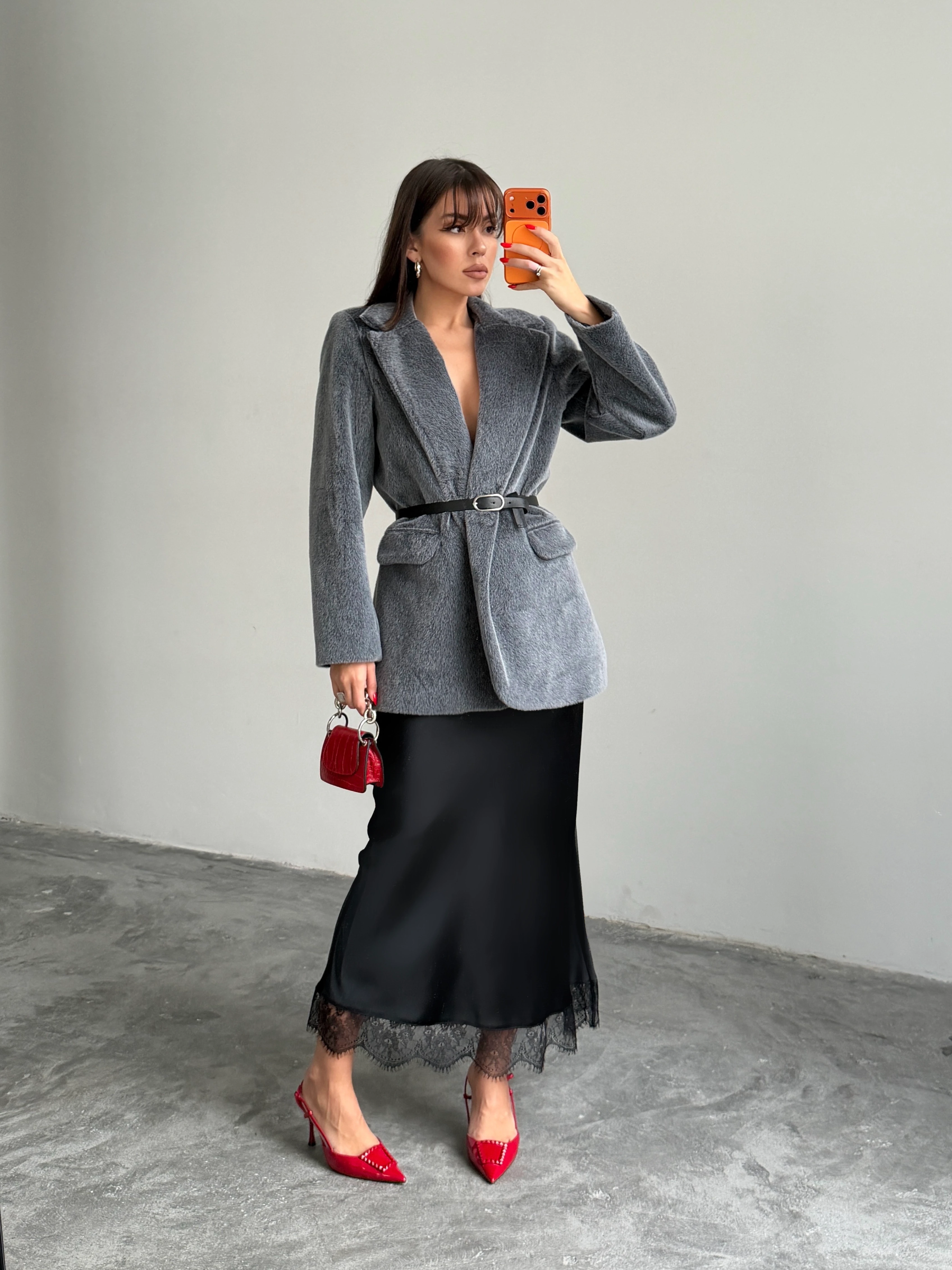 Vatkalı Fox Blazer Ceket - Füme