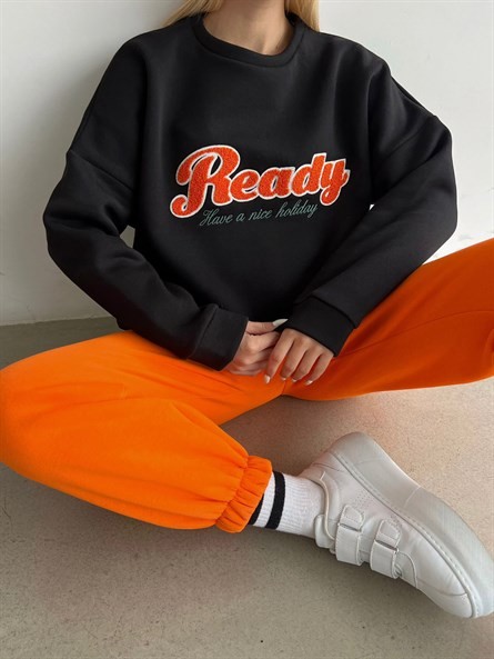 Ready Süzene Detay 3 İplik Sweatshirt Siyah