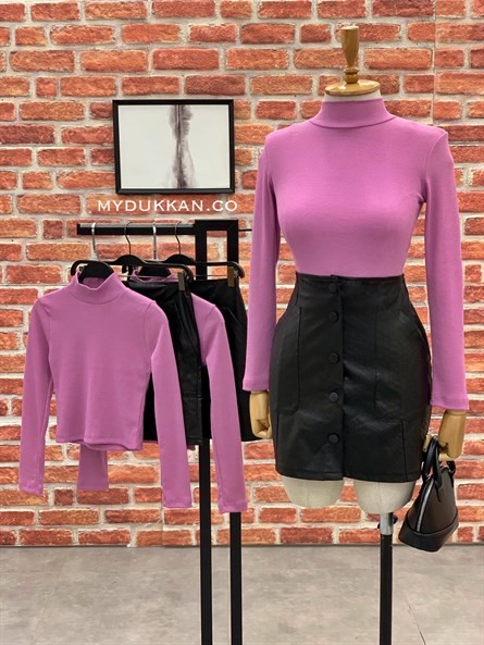 Balıkçı Yaka Crop Pembe