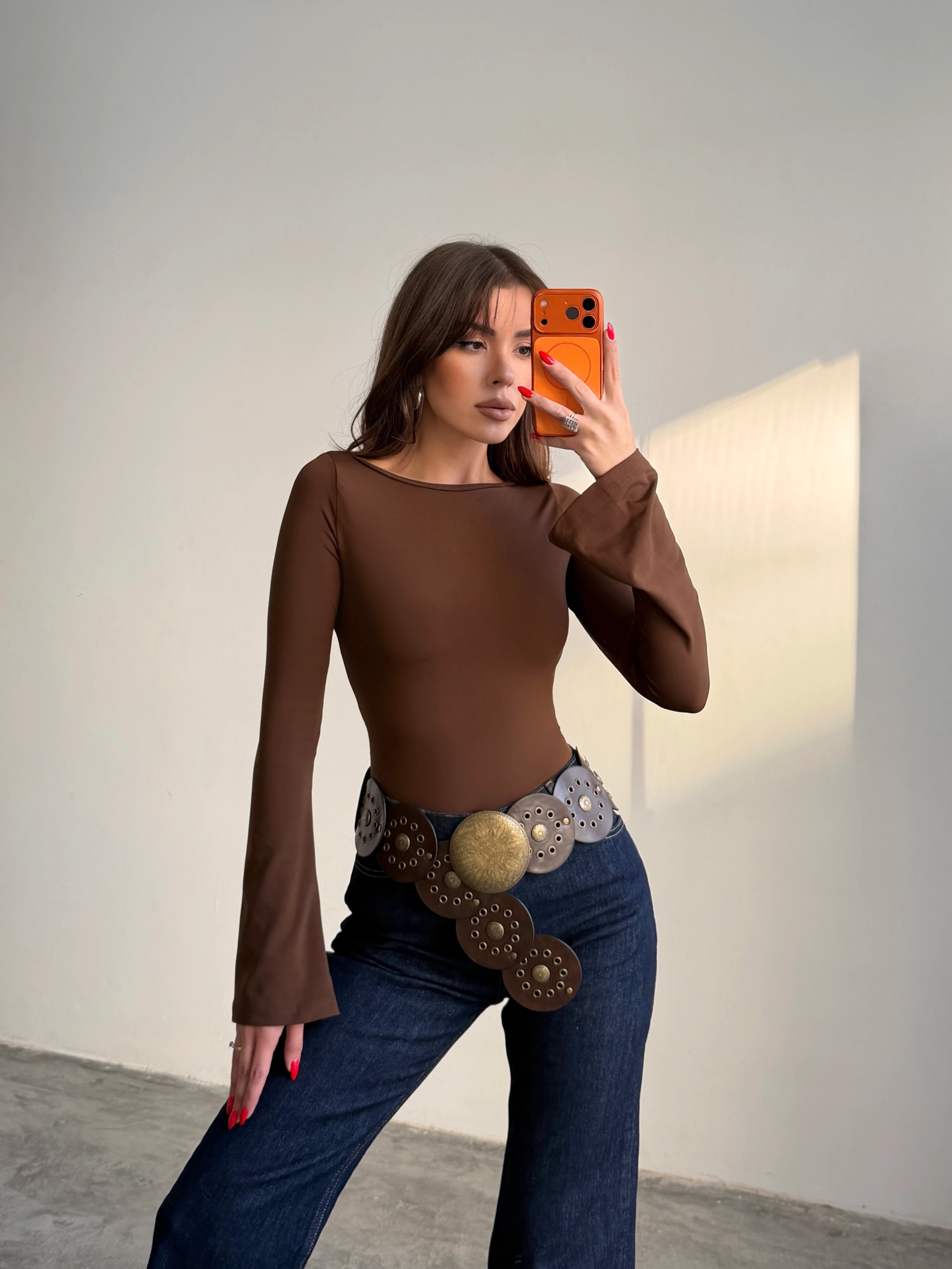 İspanyol Kol Bluz  - Kahve