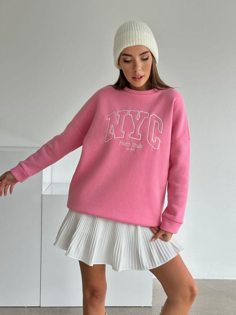 Nyc Baskılı Sweat Pembe