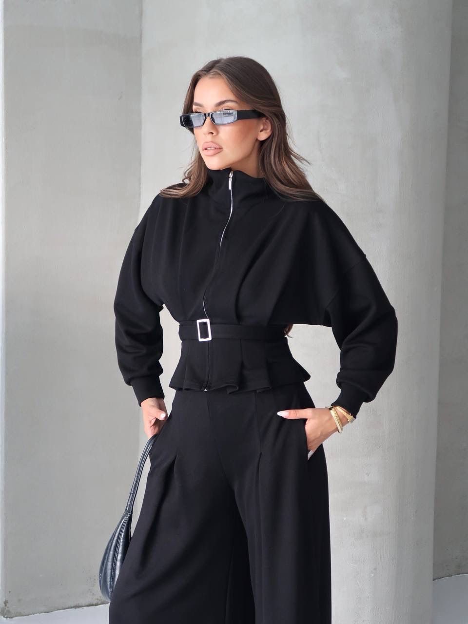 Beli Kemerli İkili Takım  - Black