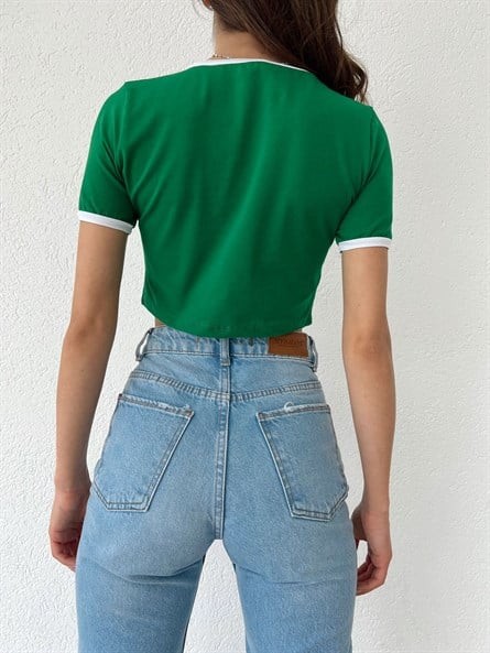 NY Basic Croptop Koyu Yeşil