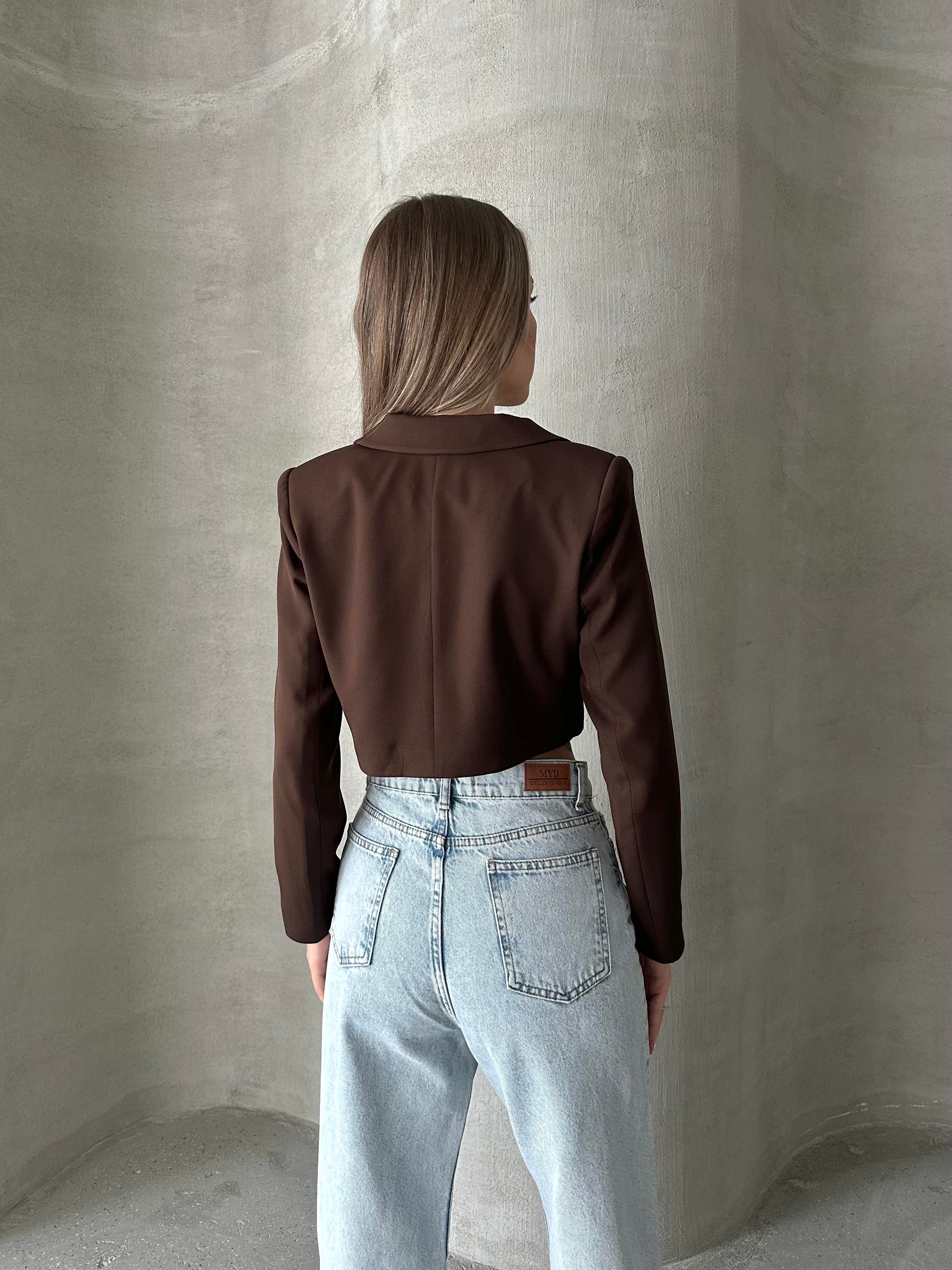 Double Crop Ceket Kahverengi