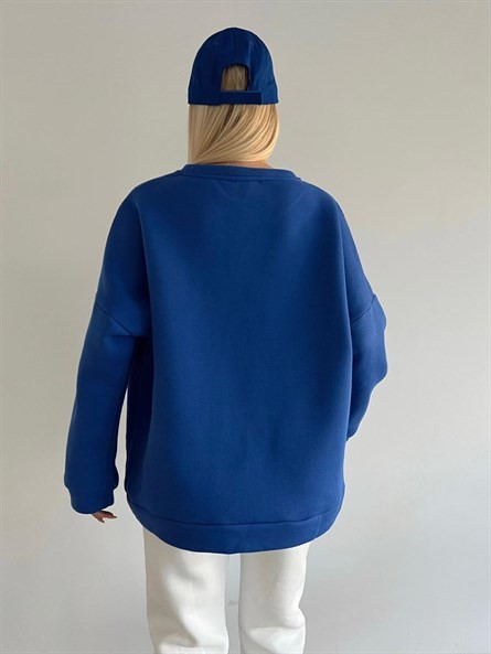 Nothing Baskı 3 İplik Şardonlu Sweatshirt Mavi