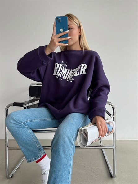 Reminder 3 İplik Oversize Sweatshirt Mor