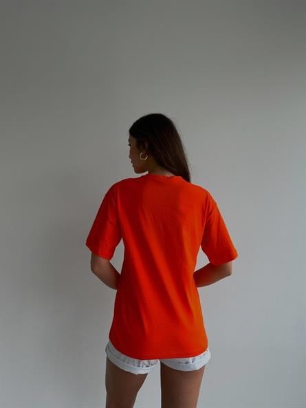 Bisiklet Yaka Baskı Basic Turuncu