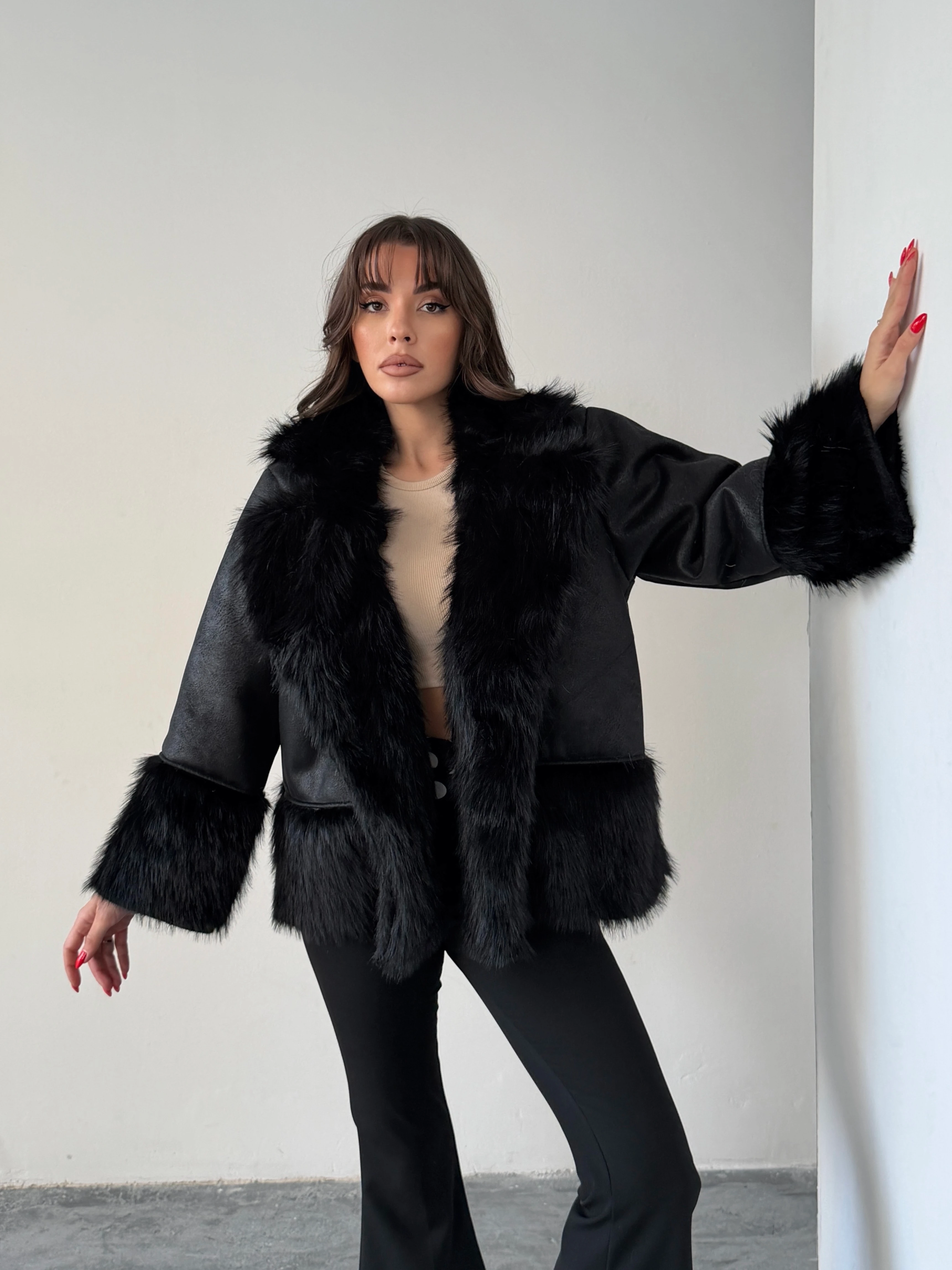 Kürklü Süet Kaban