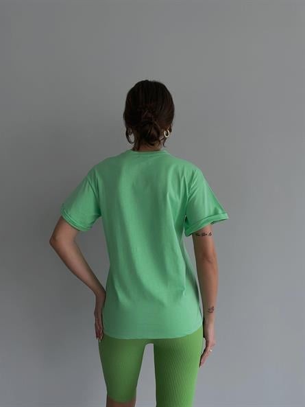 Bisiklet Yaka California Basic Pastel yeşil