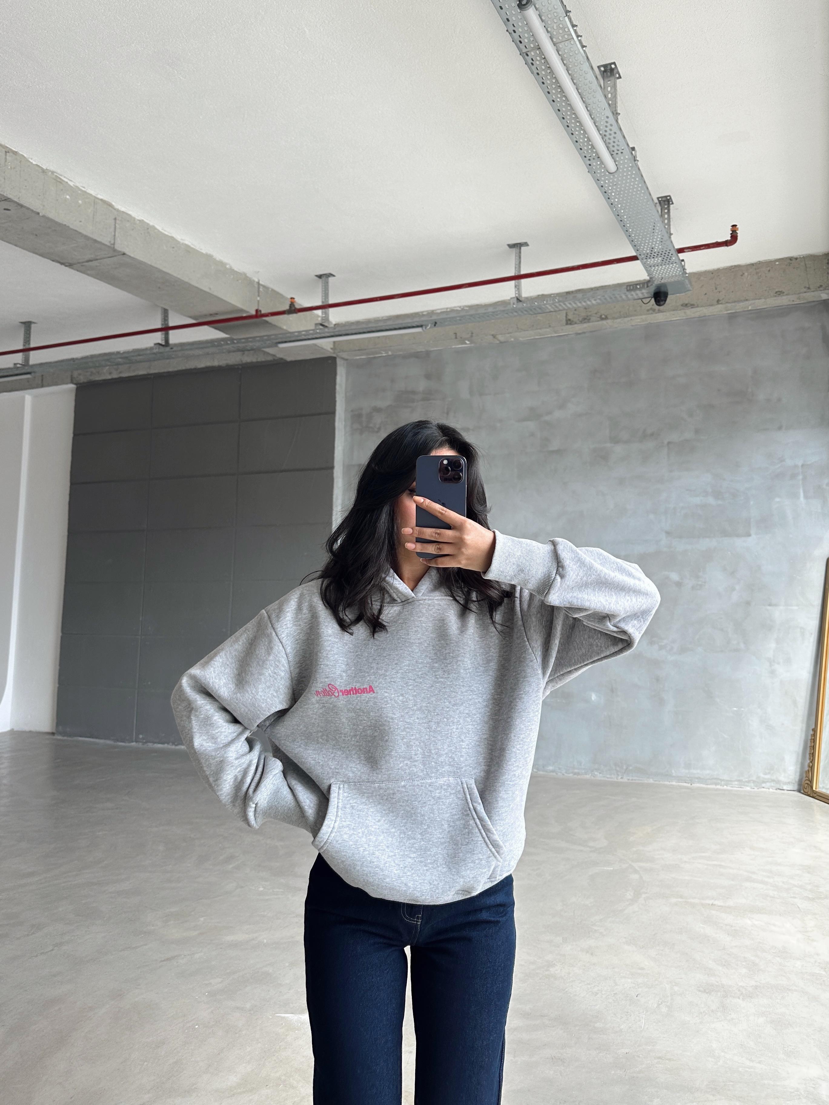 Another Kapüşonlu Sweatshirt Gri Melanj