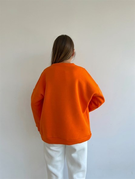Amsterdam 3 İplik Şardonlu Sweatshirt Turuncu