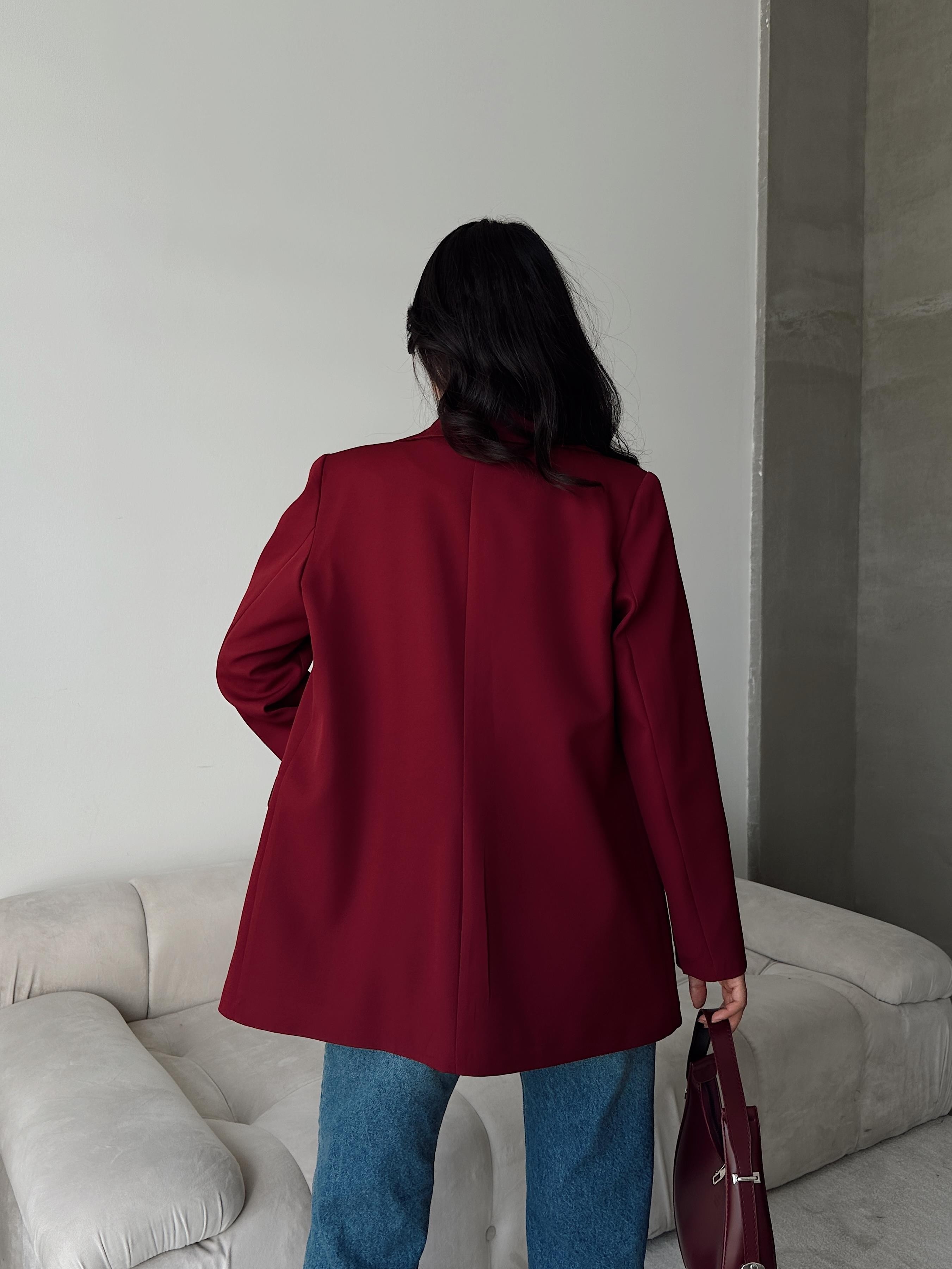 Çift Düğme Blazer Ceket Bordo