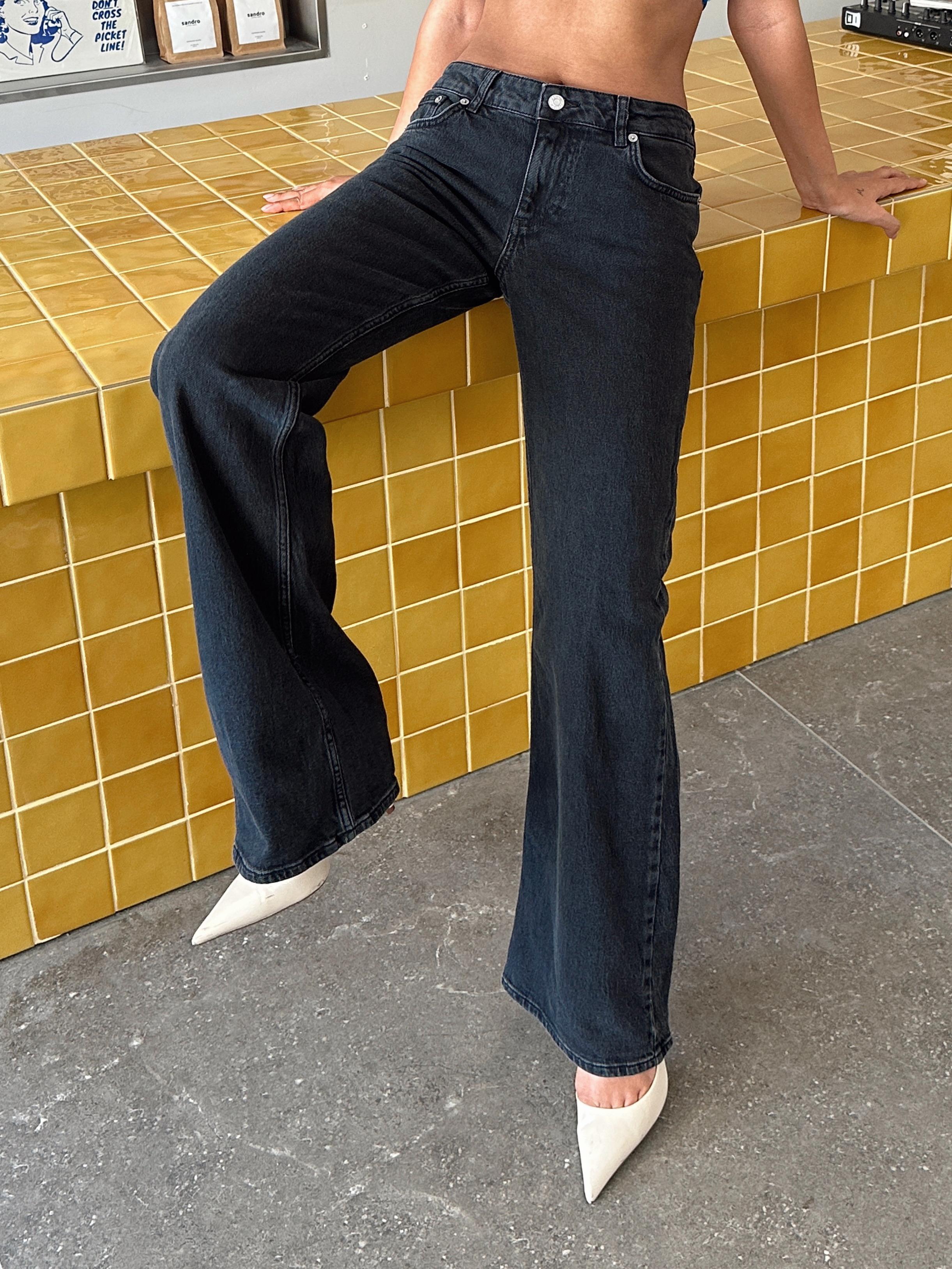 Orta Bel Wide Leg Jean  - Siyah