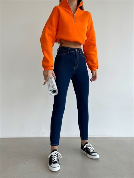 Yüksek Bel Likralı Skinny Jean Lacivert