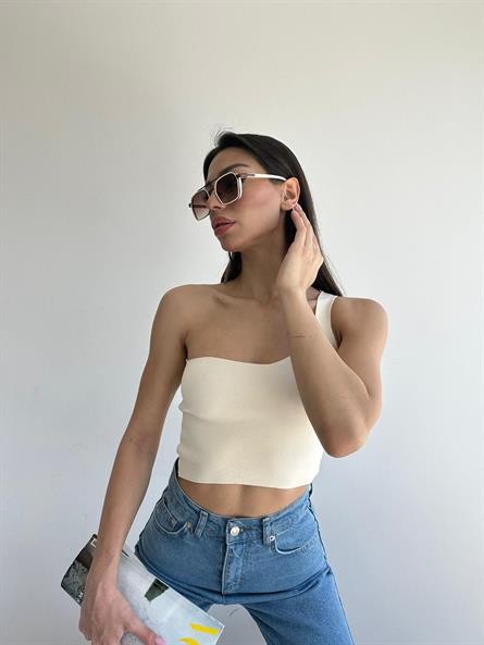 Tek Kol Triko Crop Ekru