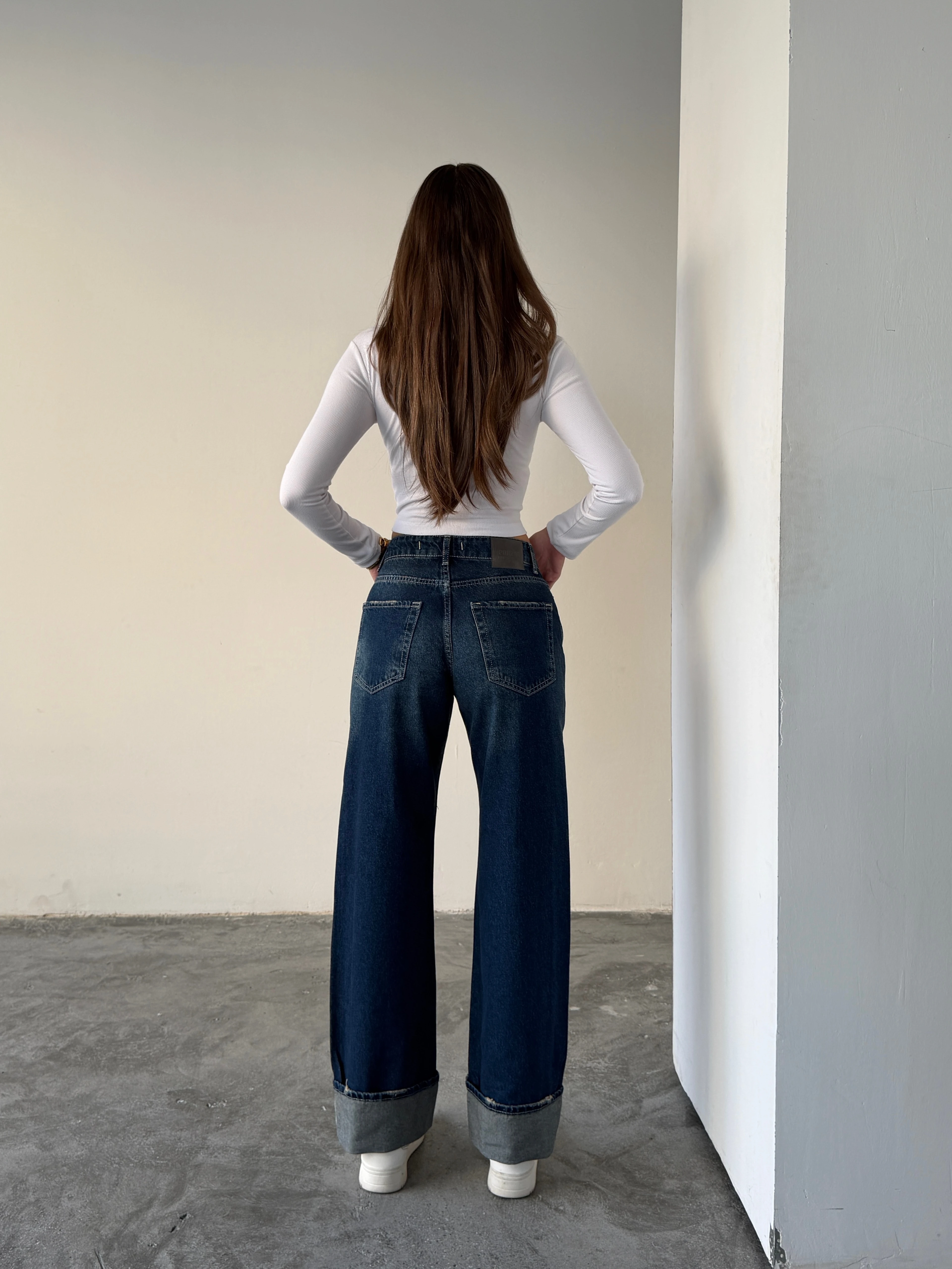 Paça Katlamalı Palazzo Jean  - Mavi