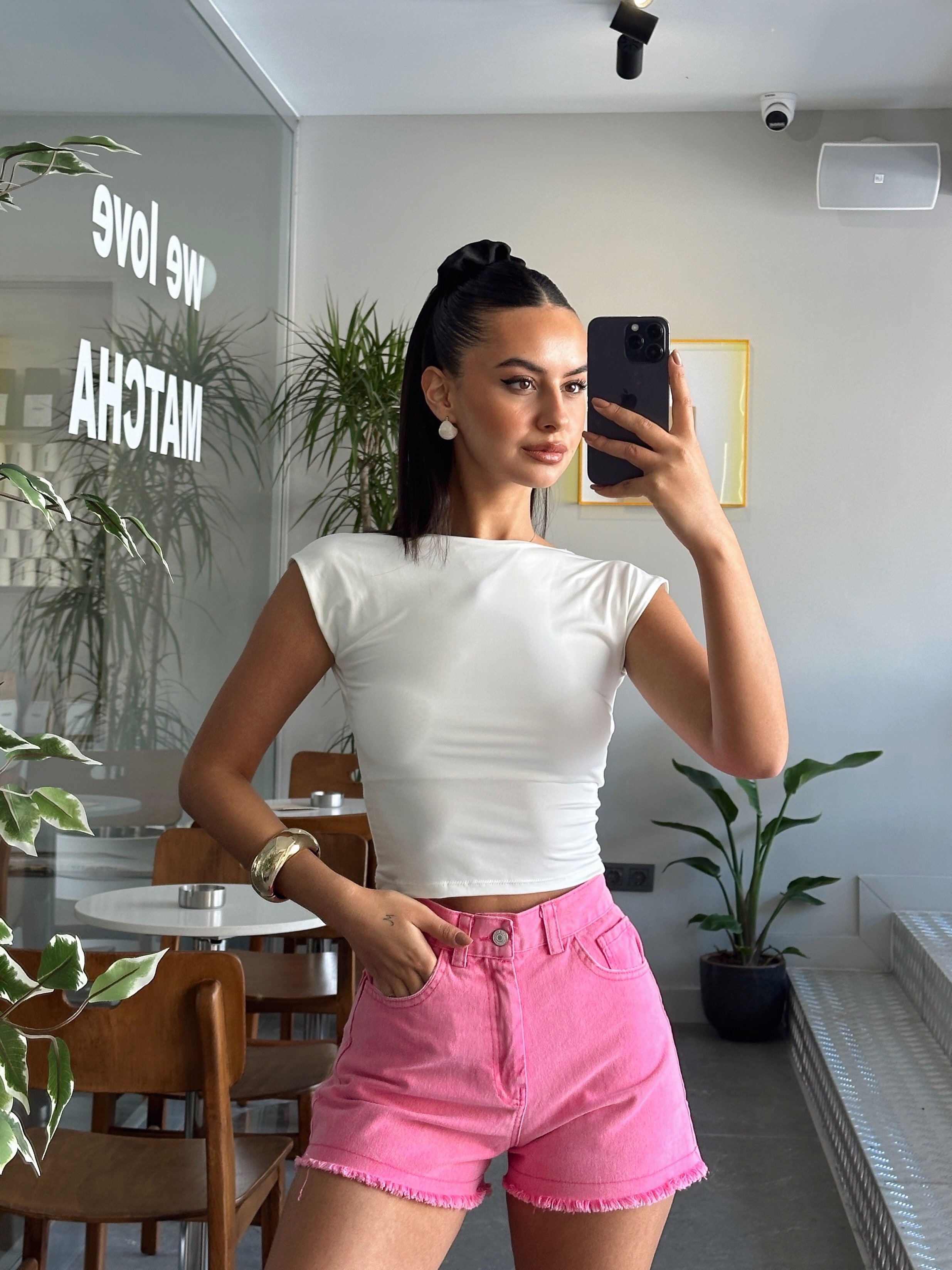 Sırt Açık Crop - Beyaz