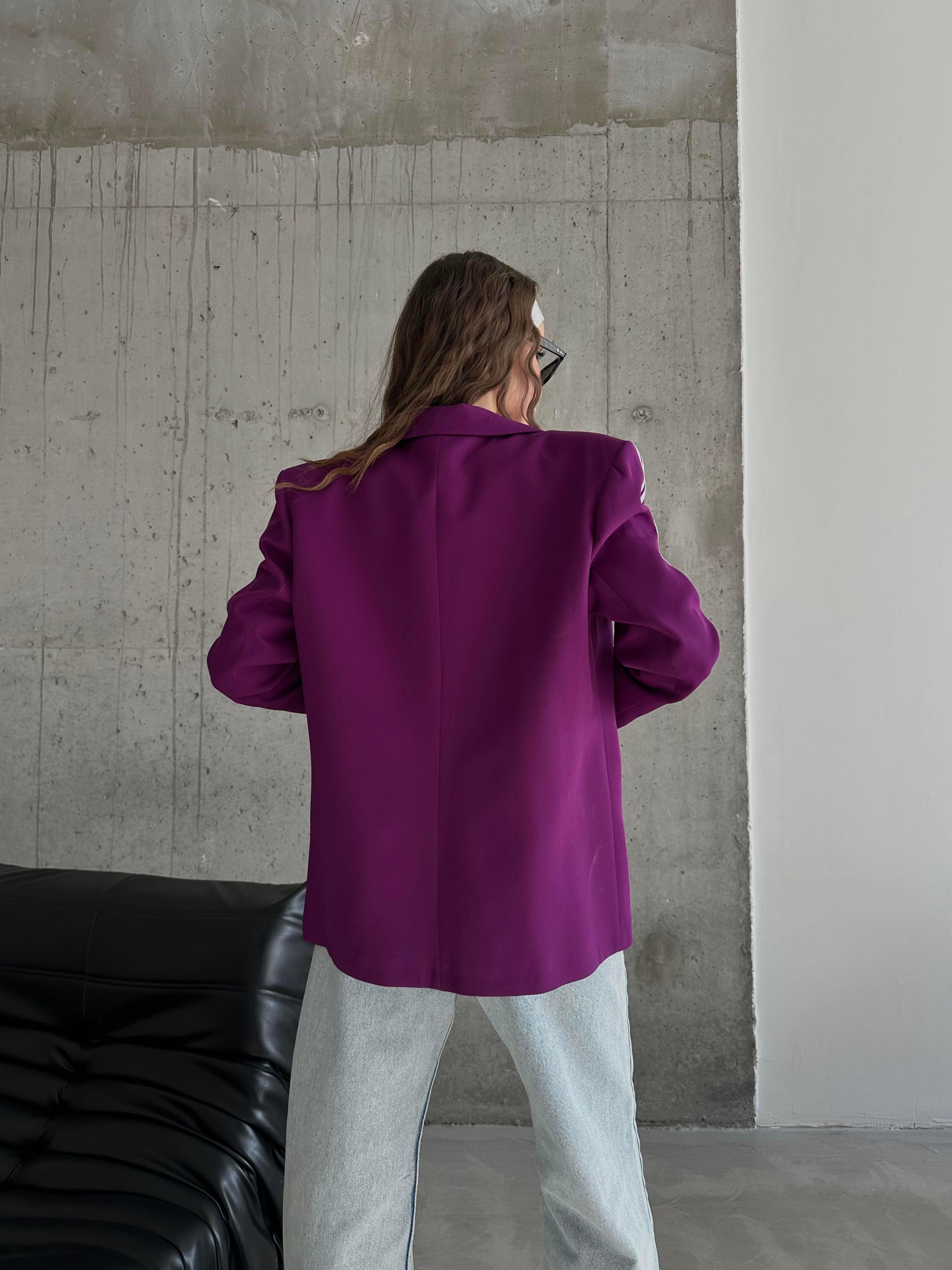 Kol Şeritli Oversize Blazer Ceket Mor