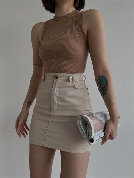 Halter Yaka Fitilli Crop Vizon
