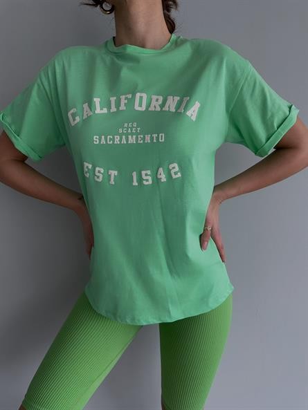 Bisiklet Yaka California Basic Pastel yeşil