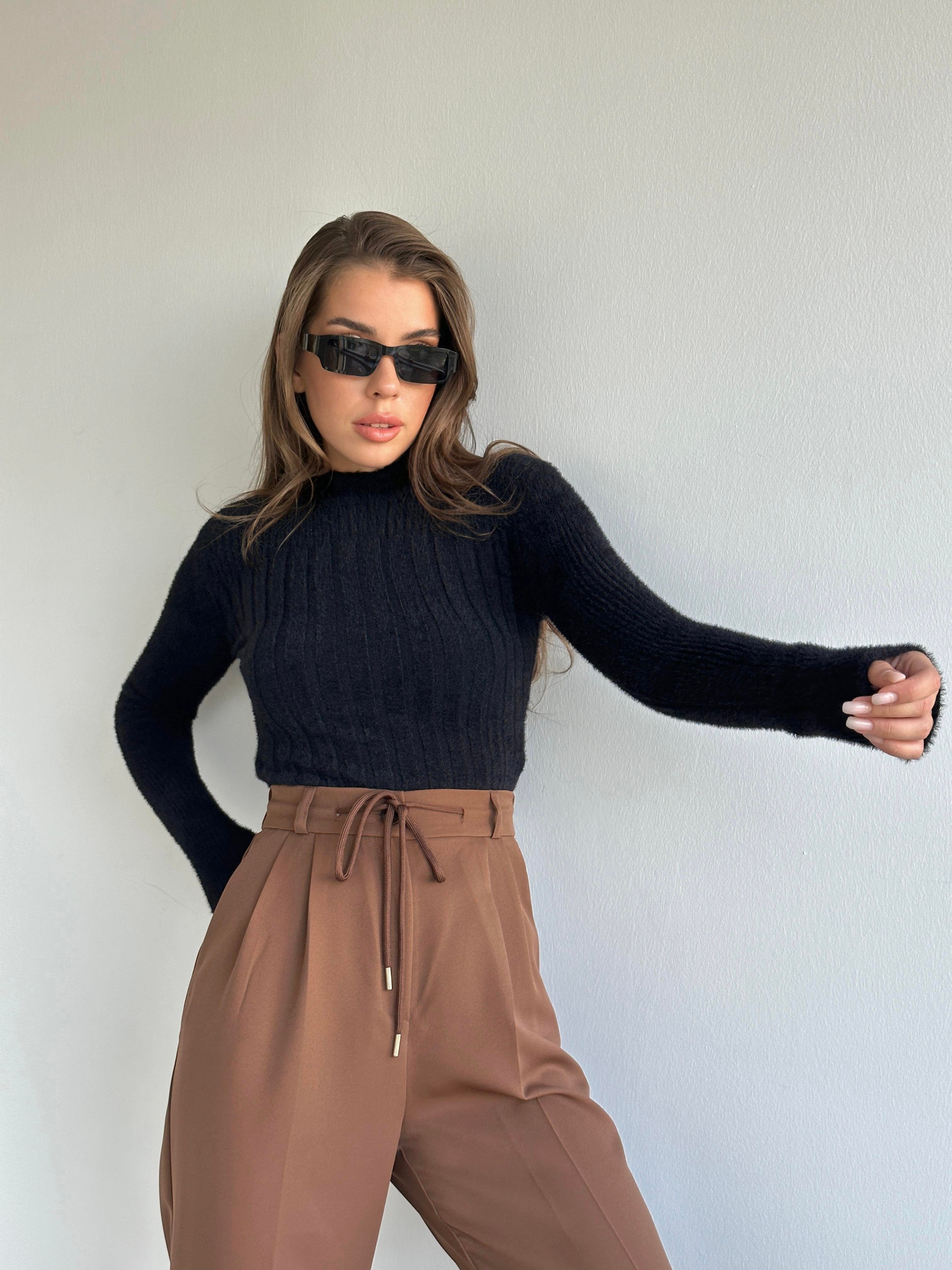 Long Sleeve Yumoş Kazak Siyah