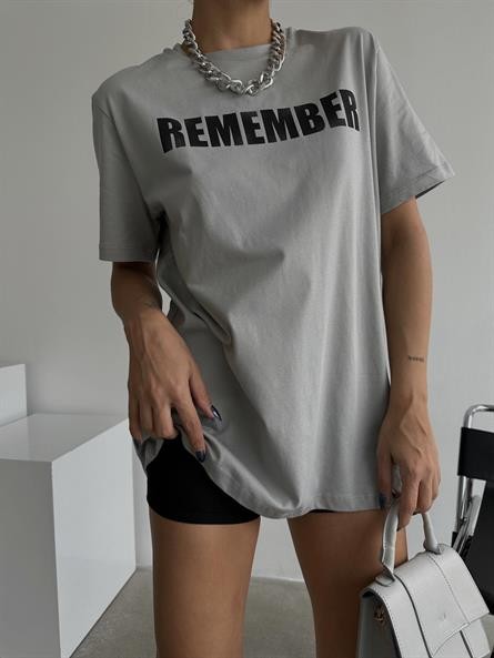 Remember Basic T-shirt Gri