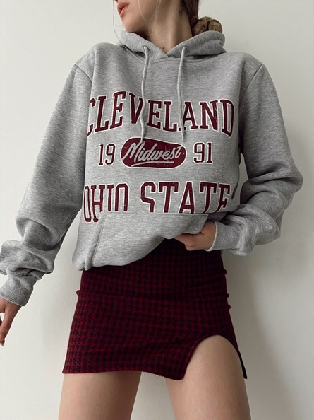 Cleveland 3 İplik Kapüşonlu Sweat Gri