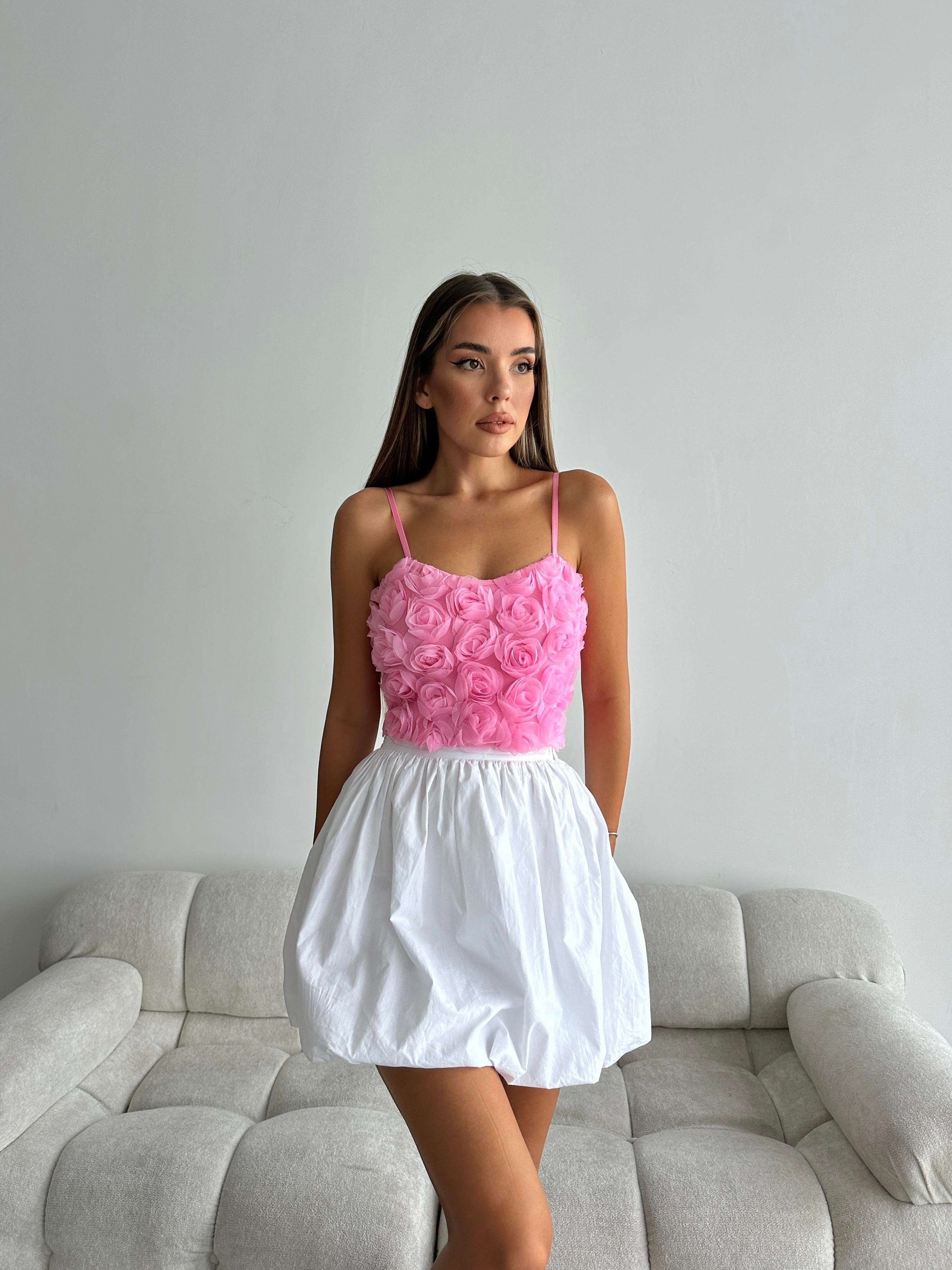 Rose Crop Bluz Şeker Pembesi