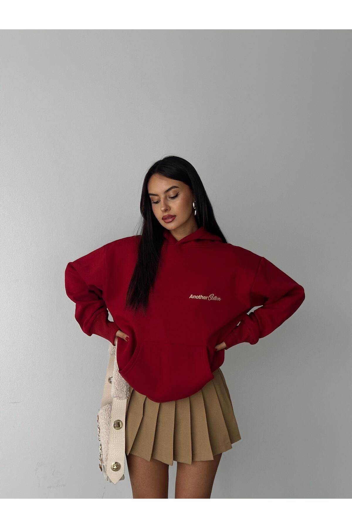 Another Kapüşonlu Sweatshirt Bordo