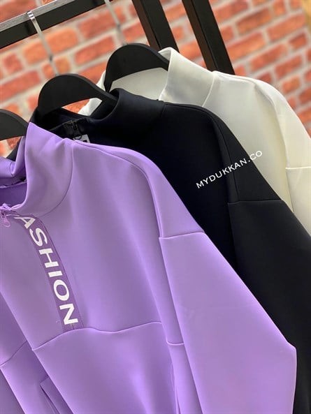 Fermuarlı Fashion Sweat Lila