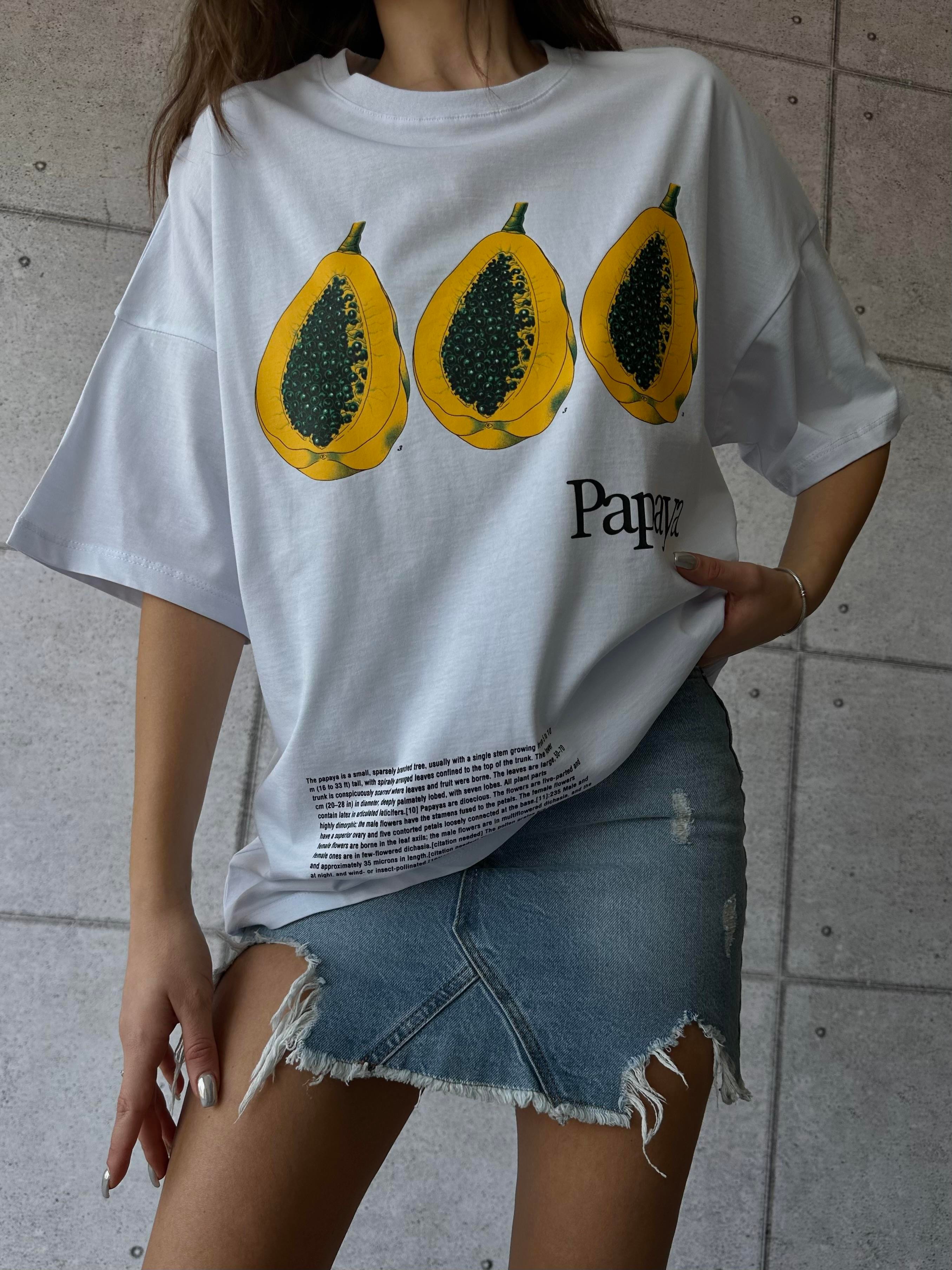 Papaya Baskılı Tshirt Beyaz