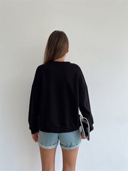 Today Forecast Baskı Sweatshirt Siyah