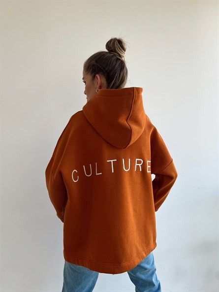 Culture Alt Büzgü Oversize Sweatshirt Kiremit