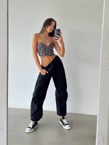 Baggy Tech Paraşüt Jogger Pantolon Siyah